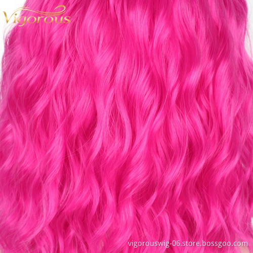 Hot Selling Wholesale U Part High Temperature Heat Resistant Water Wave Pink Bob Short Synthetic Lace Front Wig